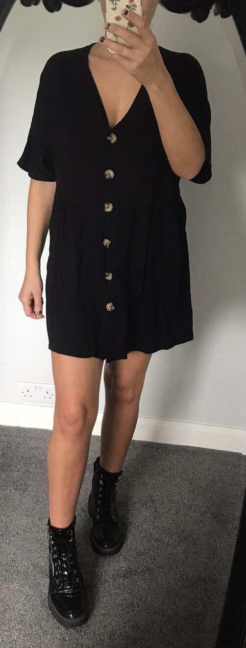 ❤️ASOS Black Button Up Oversized Babydoll Dress Uk8❤️