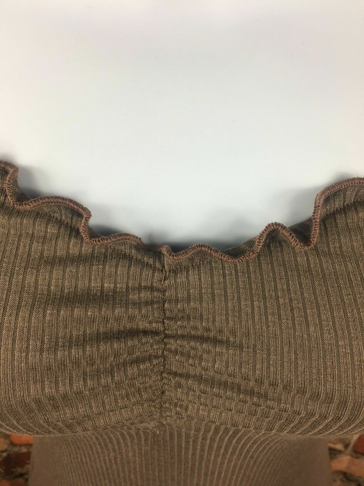 Ribbed Off The Shoulder Bodycon Mini Dress Small Brown Soft Stretch Coquette New