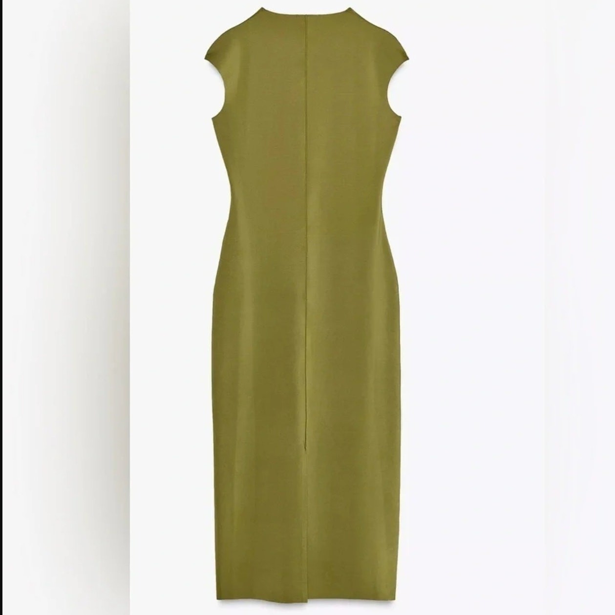 Zara Olive Green sculpting bodycon Polyamide Midi Dress size L NWOT minimalist