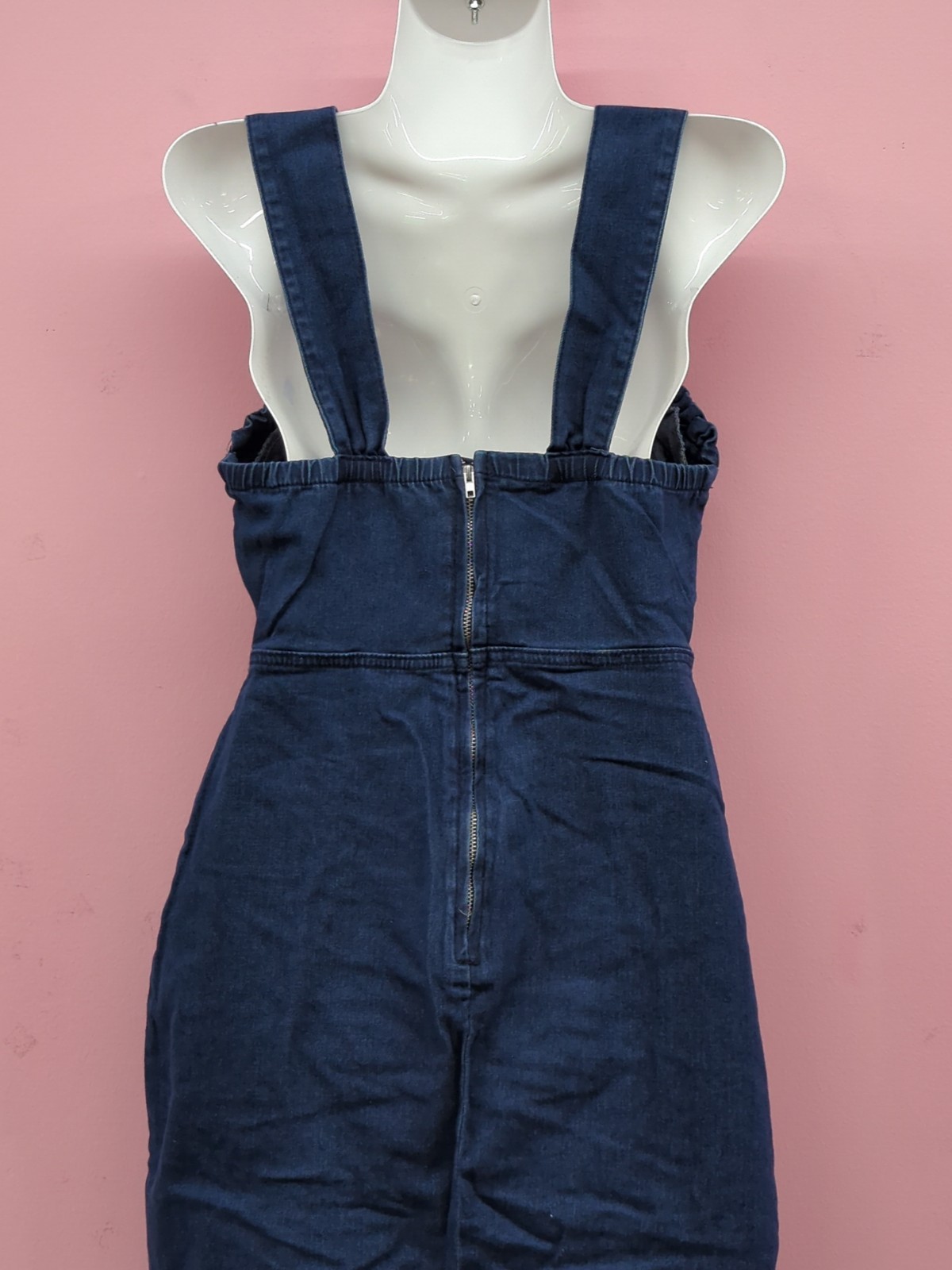 Shein Cinched Waist With Ruffled Edges Denim Women’s Dress Medium Dark Blue
