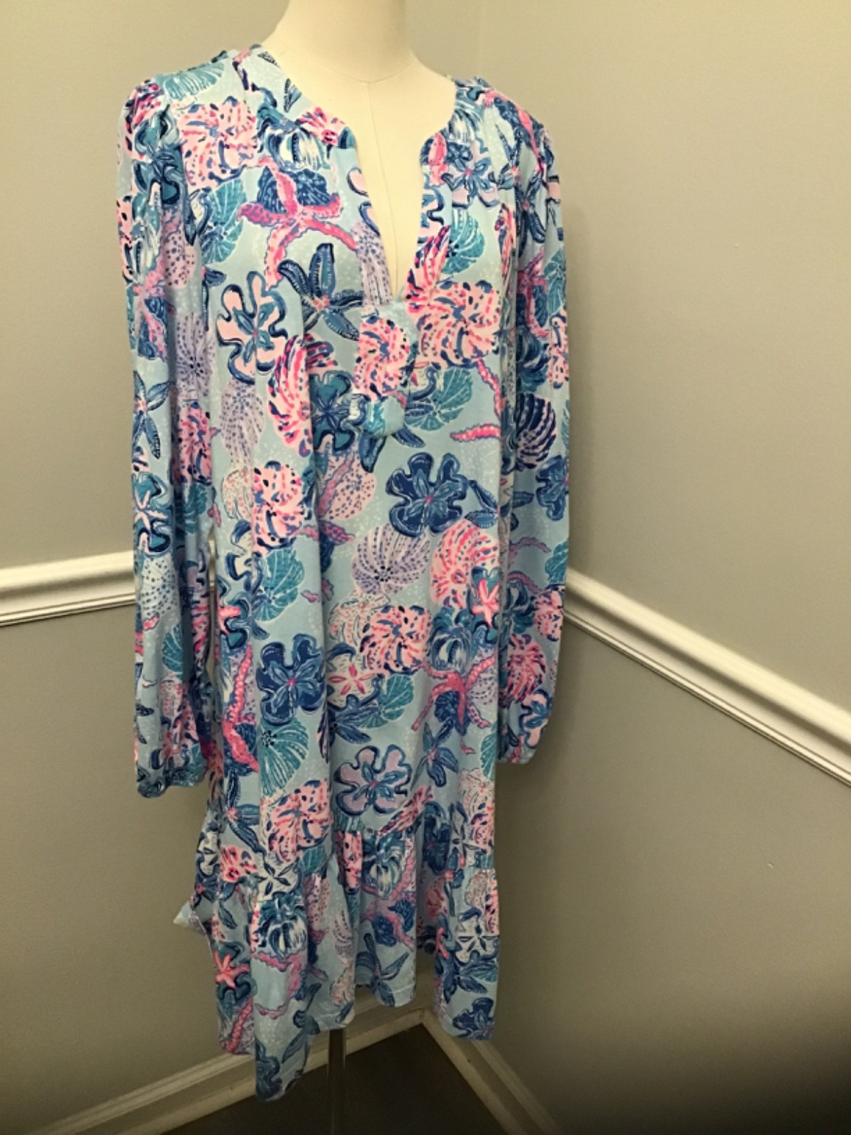 Lilly Pulitzer Dress Alyssa” Bahamas Beachcomber” Shell Print XL NWOT