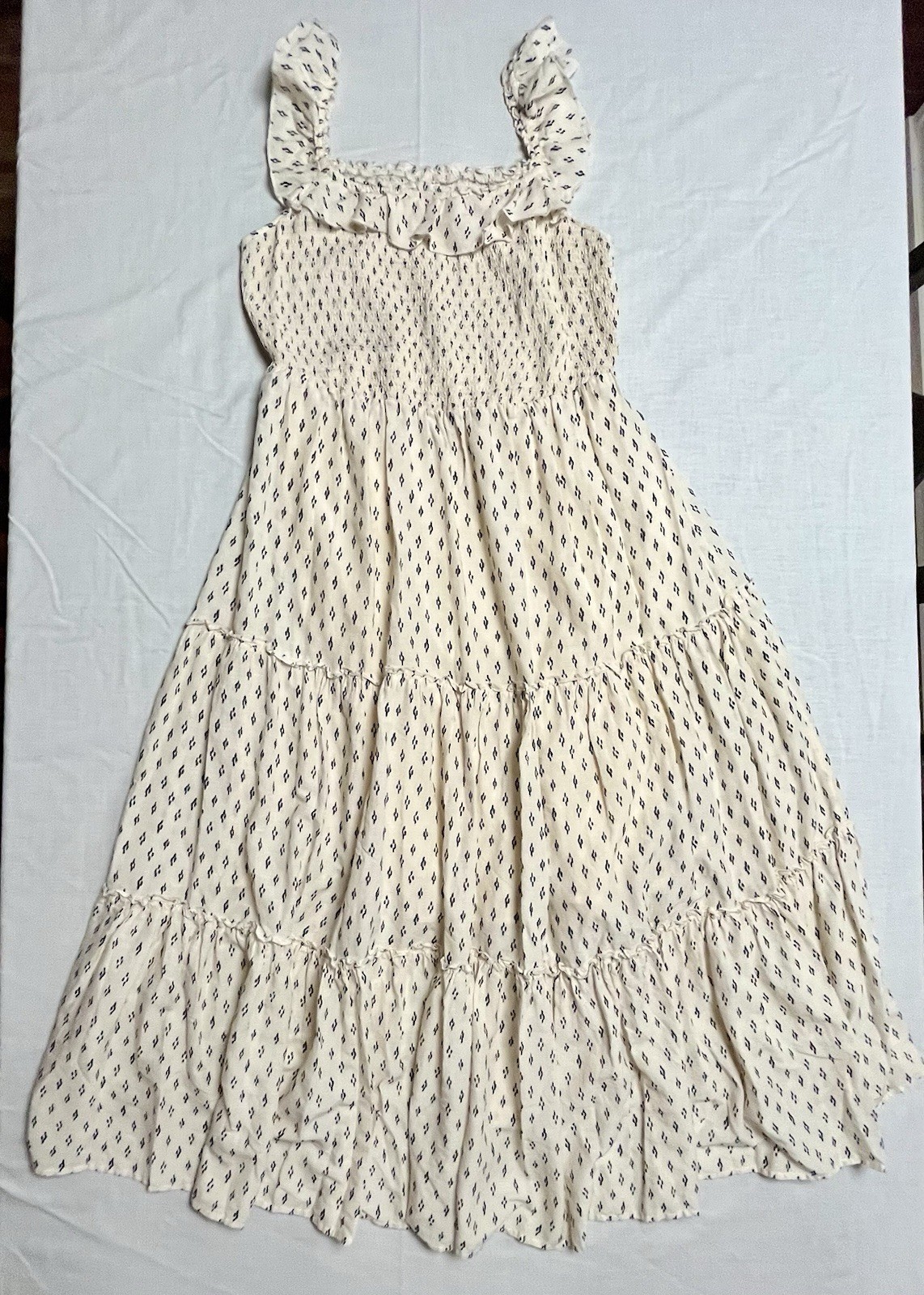 Old Navy Maxi Dress Womens Large Tan Fit & Flare Smocked Elastic Bodice Sundress