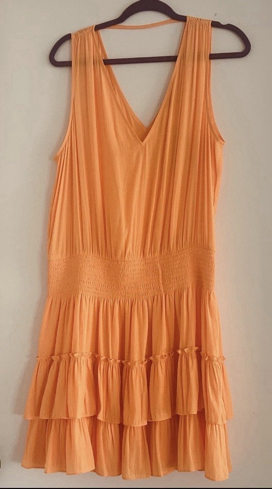 Ramy Brook New York Women’s Orange Sleeveless V-Neck Solid dress L/G