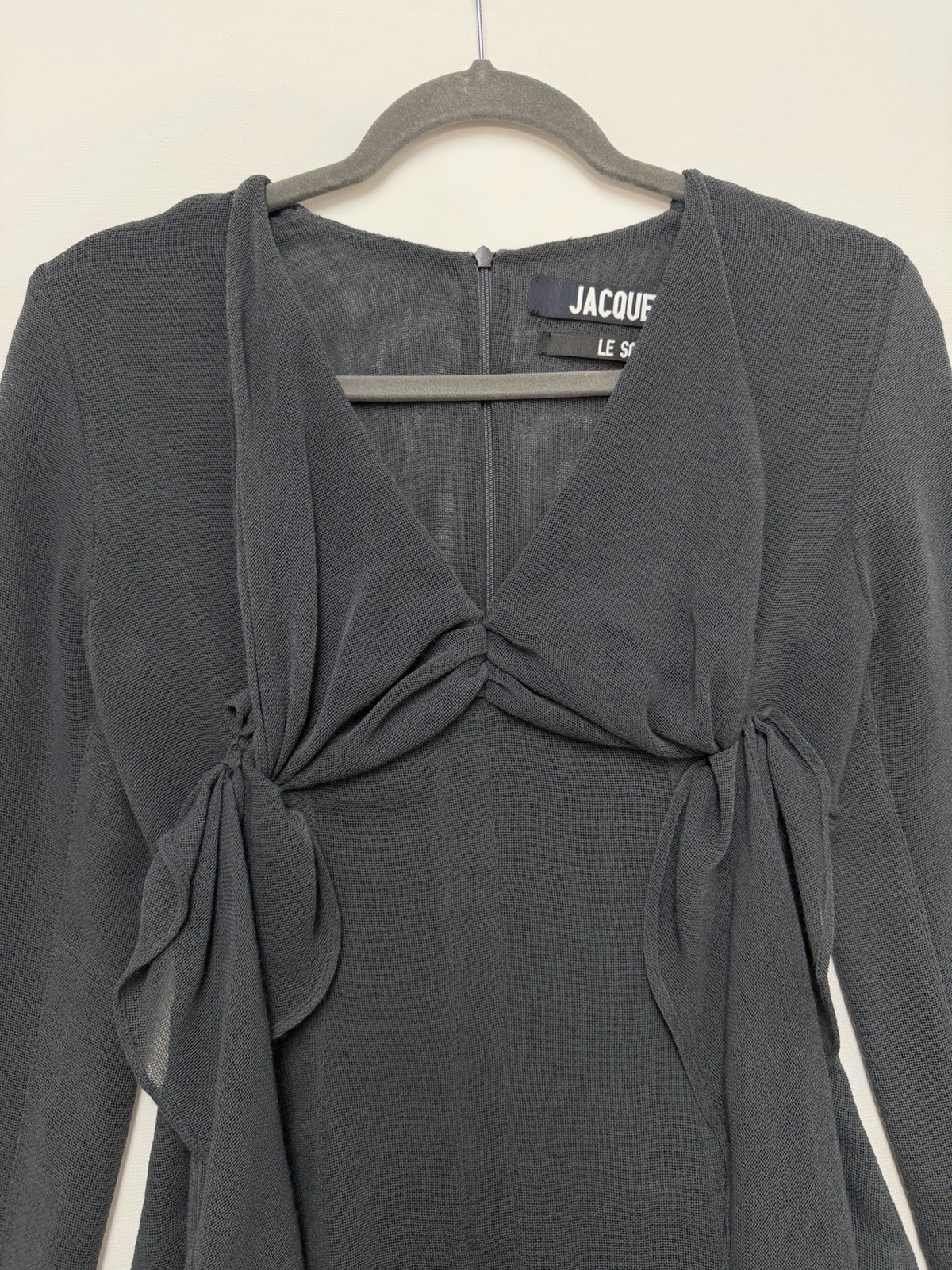 Jacquemus Le Souk Mini Dress Women’s Size 34 Charcoal Gray Polyester Wool Blend
