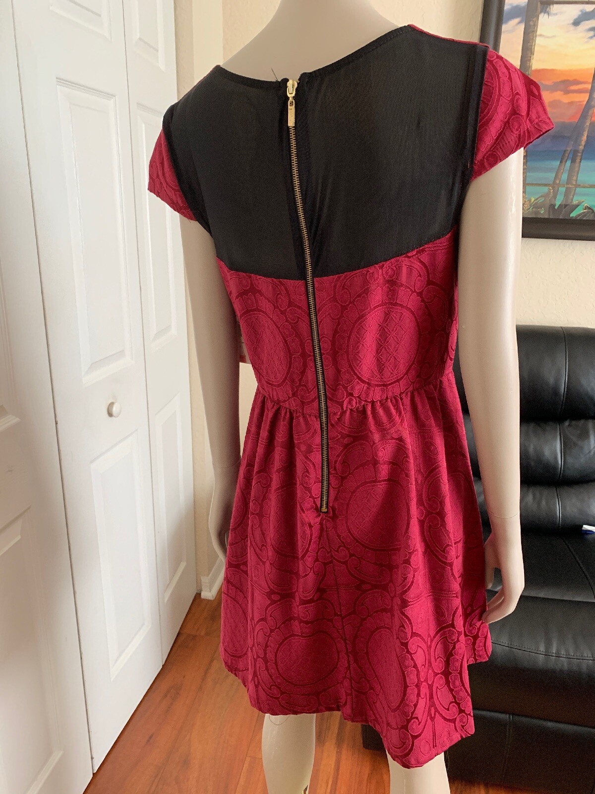 B. Darlin Wine With Black Dress Juniors Size 11-12 NWT