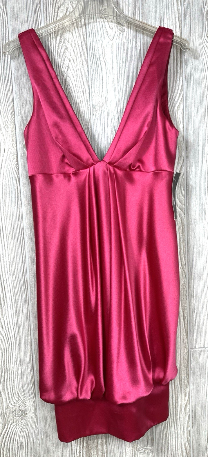 A.B.S Collection Allen Schwartz Bubble Dress Size 8 Satin Low Back Raspberry NWT