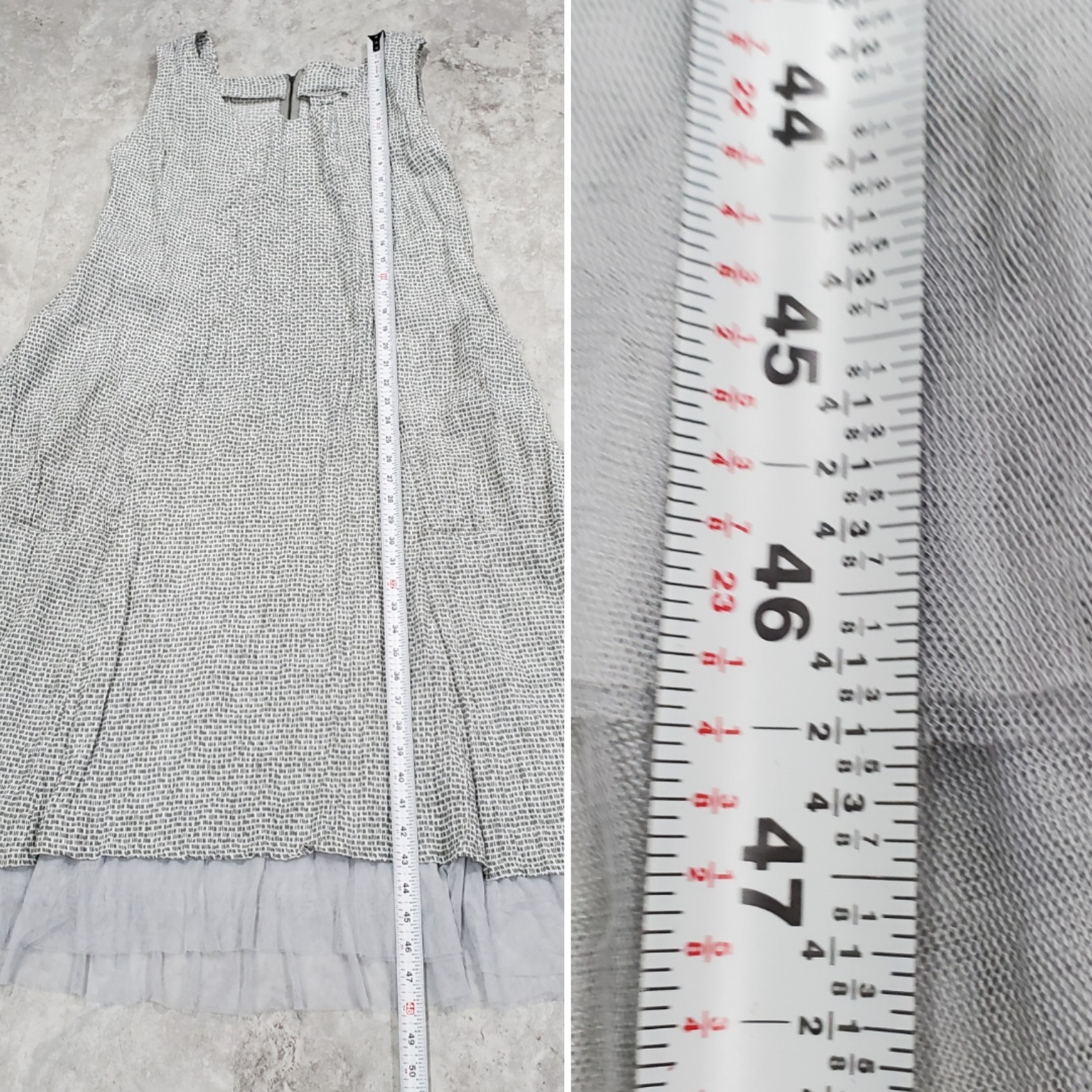 GERSHON BRAM Lantern Crinkle Gingham-like Midi Tank Dress Size XL
