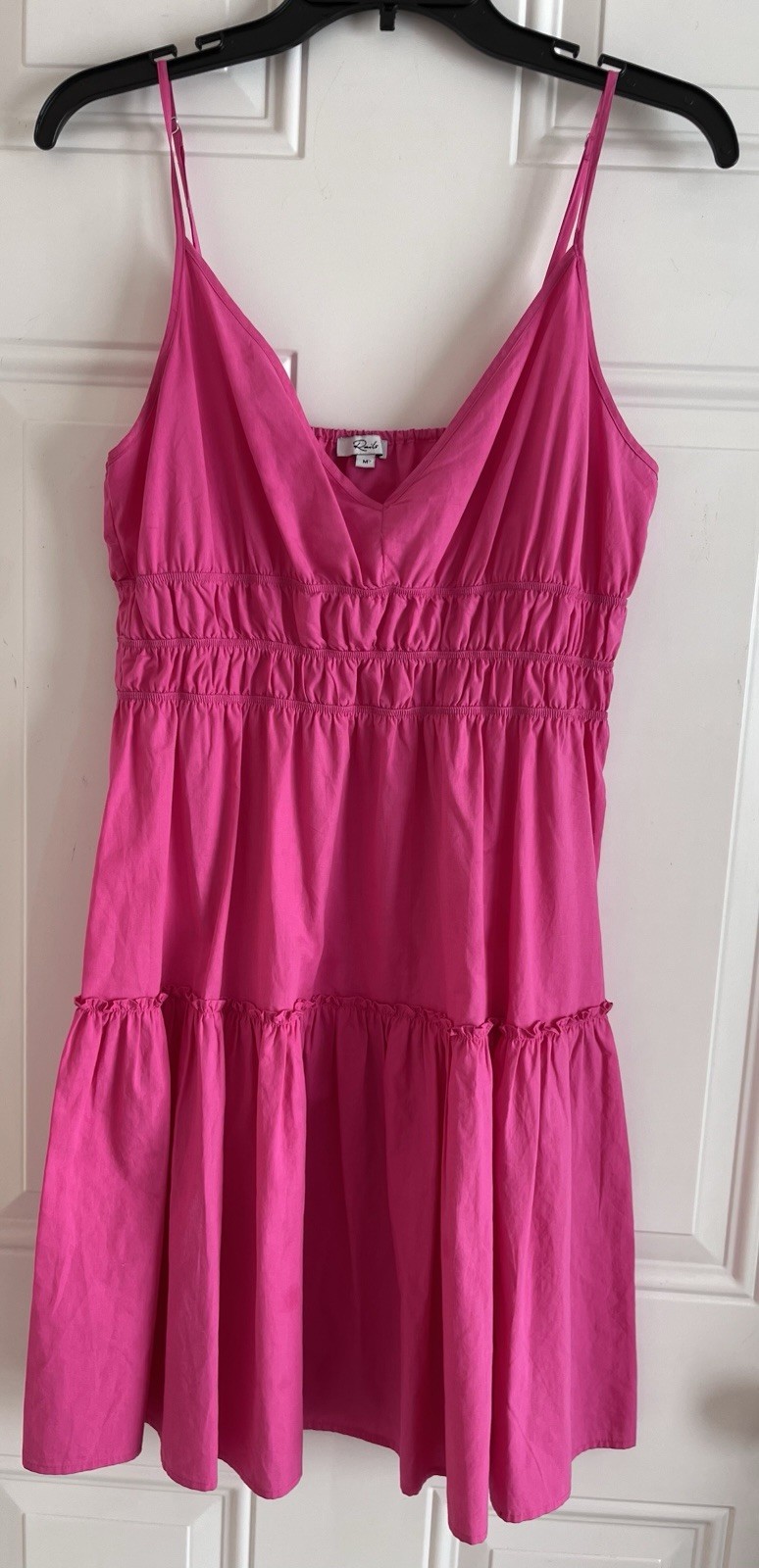 RAILS Carmen V Neck Tiered Tank Dress Pink Ruched Frilly Feminine Women’s M