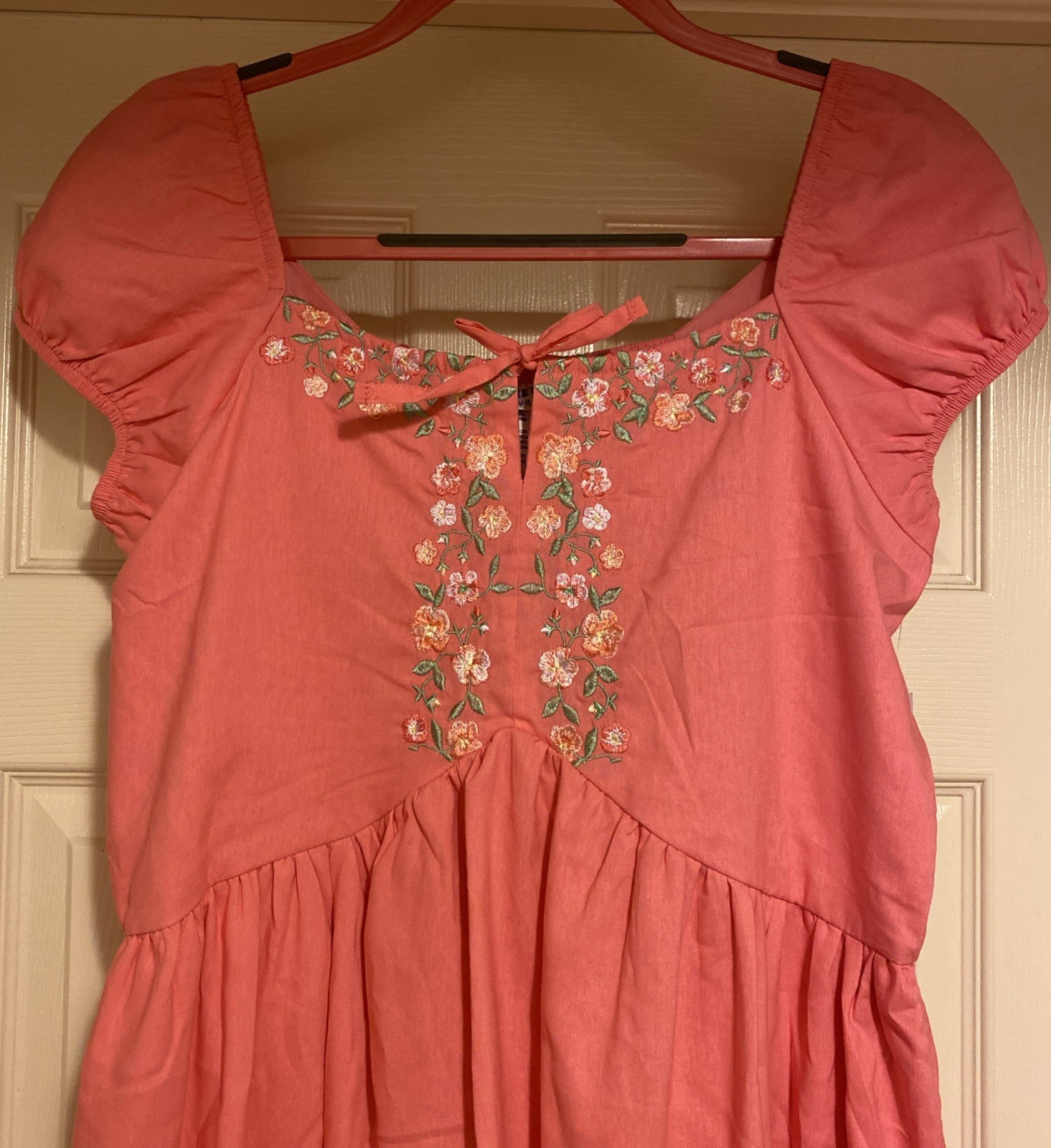 BlueBeri Boulevard Women’s Pink Summer Floral Embroidered Cottagecore Dress Sz L