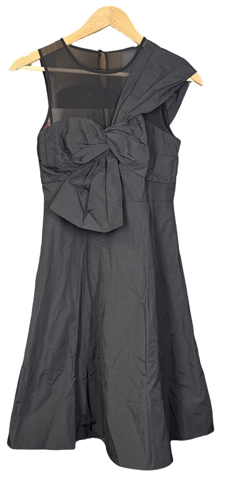 Kate Spade Black Faille Bow Front Sheer Mesh Yoke Cocktail Dress Size 00 – NEW