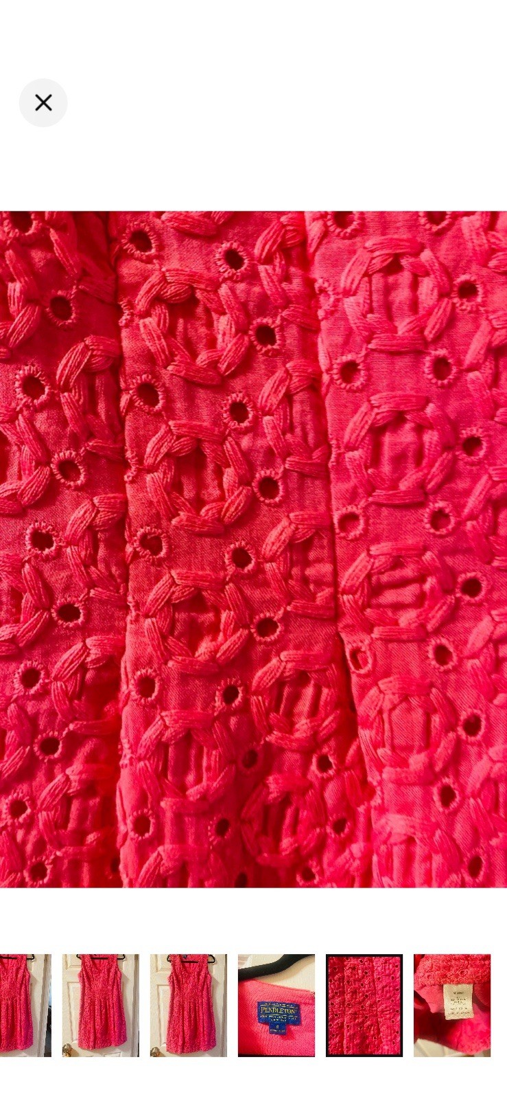 Pendleton Pink Lace Embroidered V-Neck Sleeveless A-Line Lined Dress size 8