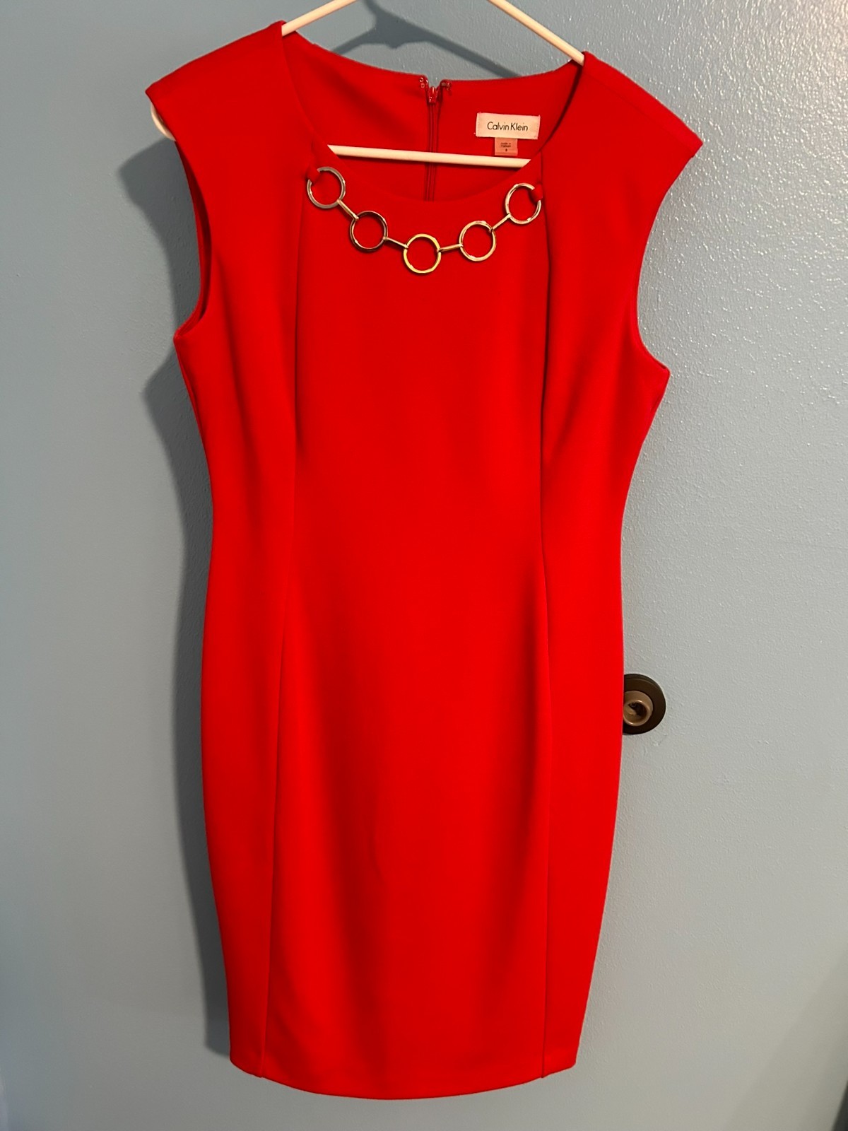 Calvin Klein Sleeveless Cocktail Party Dress Sz 8 True Red BEAUTIFUL!