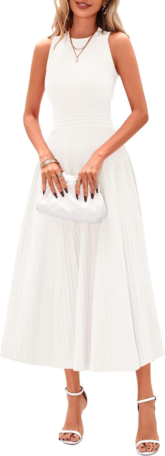 Spring Casual Dresses for Women 2026 Summer Business Work Midi Sleeveless A Line