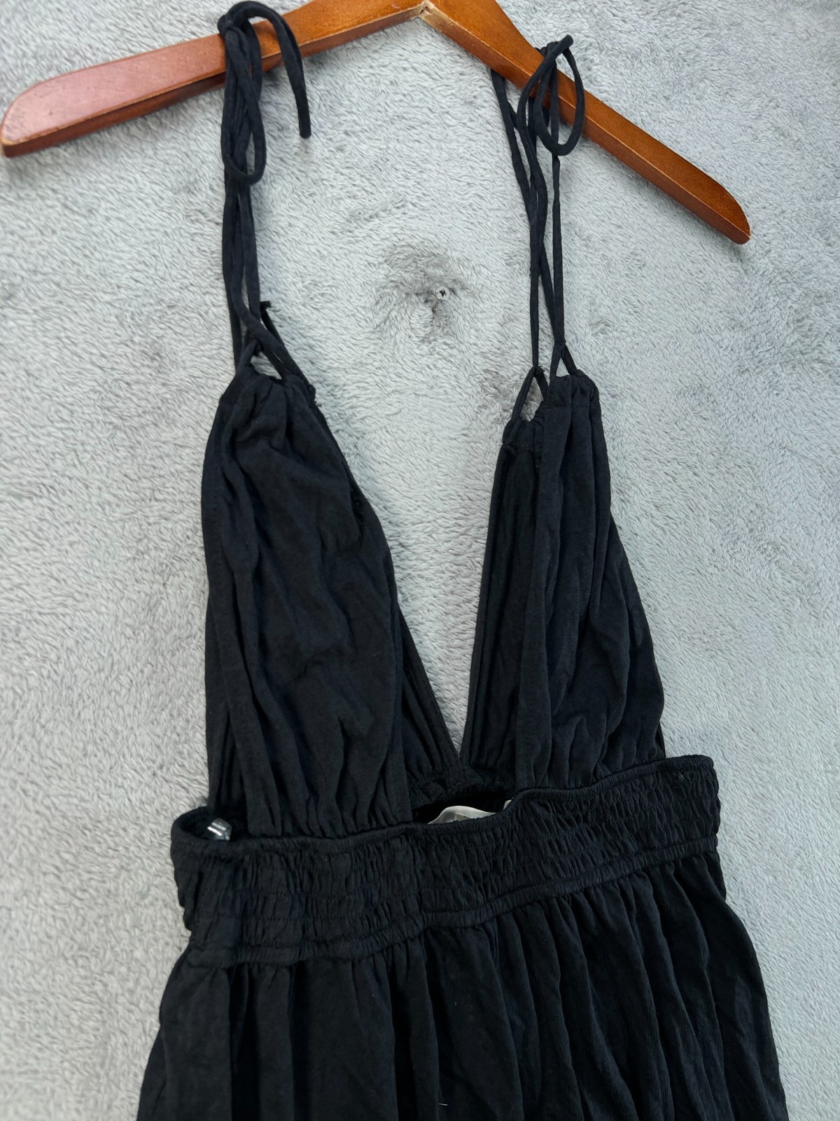 MIKEN Swim NEW Womens Small Black Maxi Dress Cover Up Sleeveless Burnout Plunge