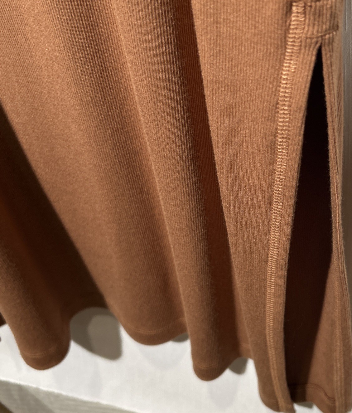 Lou & Grey Brown Ribbed Knit Tank Dress Round Neck Sleeveless Midi Pullover L