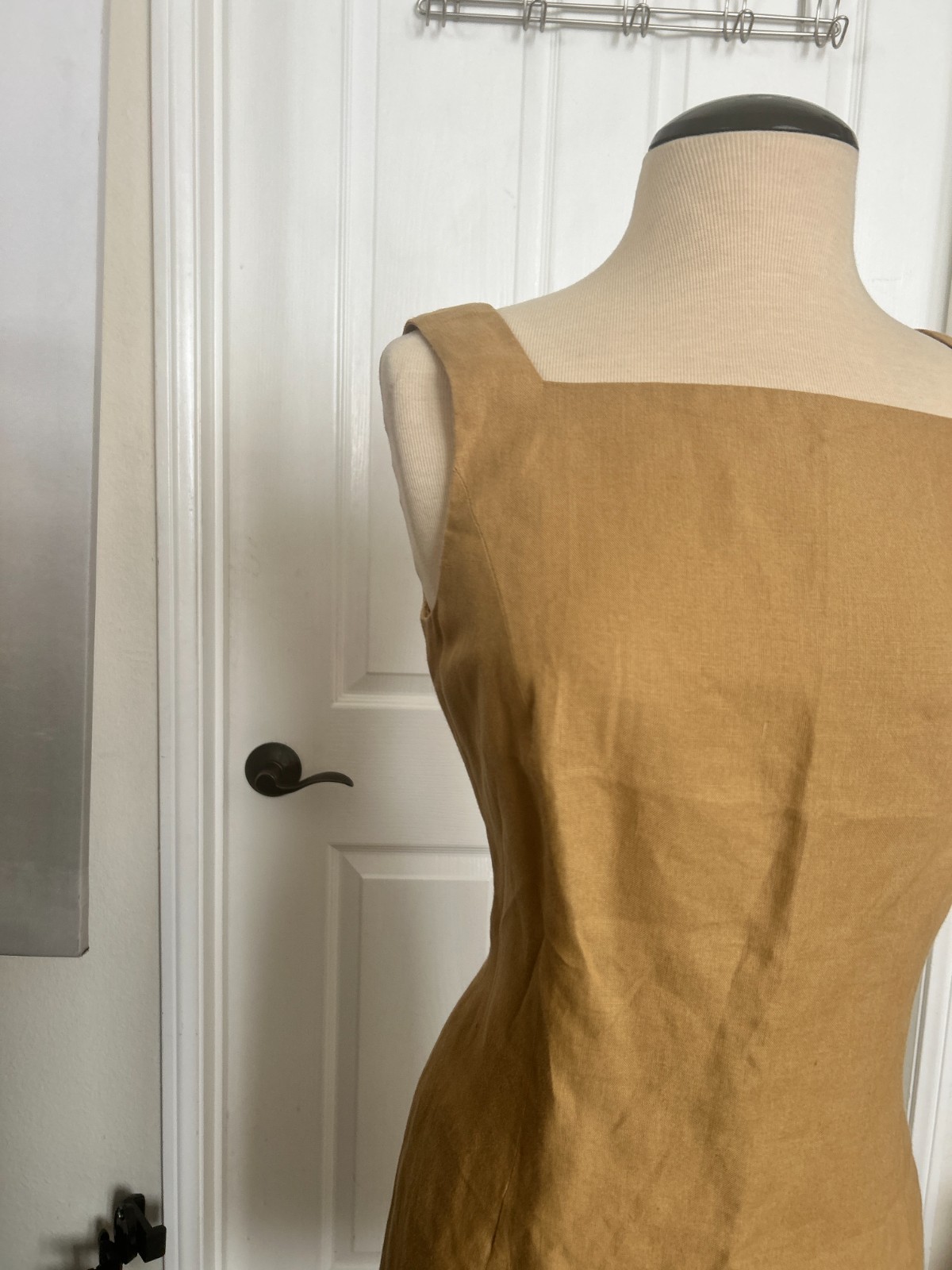 Linda Allard Ellen Tracy Tan Linen Sheath Dress Size 6 Women’s Designer