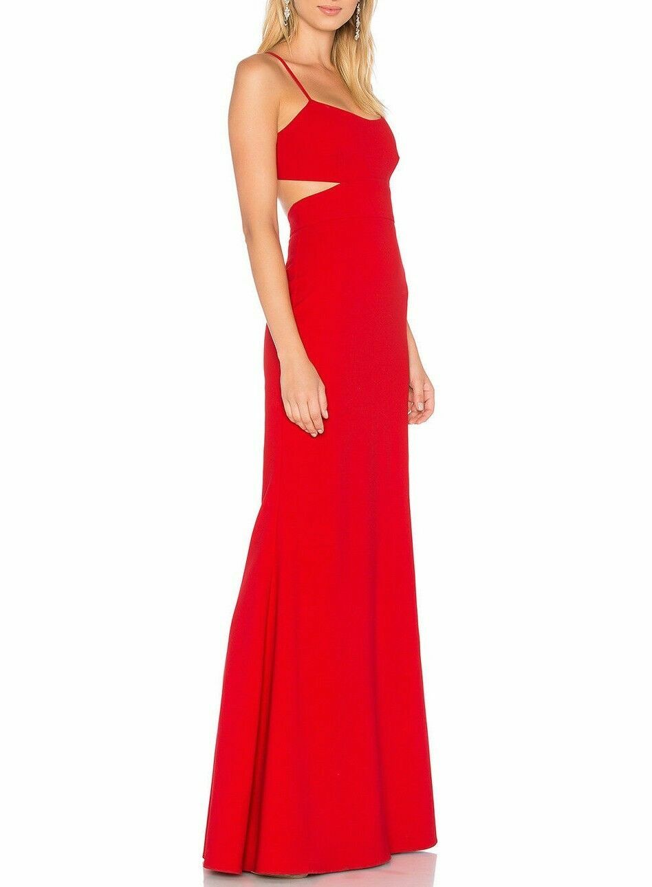 JILL STUART Cardinal Red Cut-Out Open Back Criss-Cross Stretch Crepe Gown 14 US