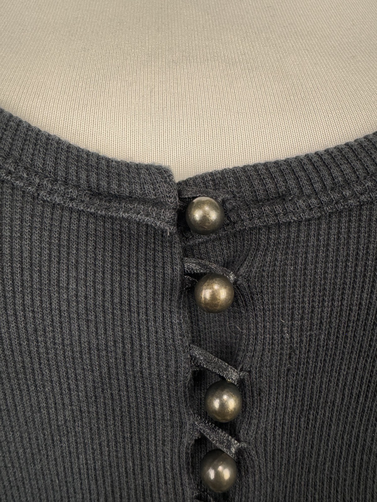 Cop Copine Black Sleeveless Round Neck Buttons Belted Vintage Dress Sz 40