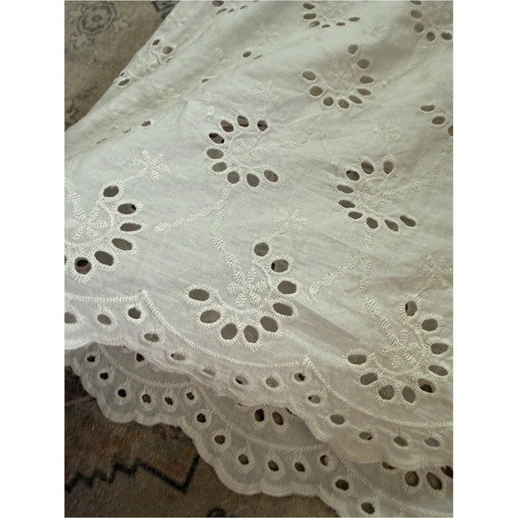 NWT VALENTINA NALDI Off Shoulder Eyelet Cream Cotton Dress L Euro Summer Coastal
