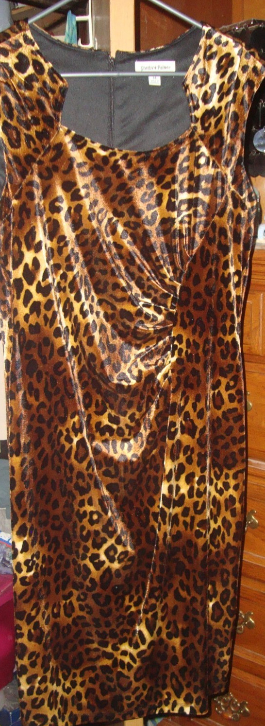 SHELBY & PALMER faux fur Brown Leopard Animal Print sz 14 90’s style