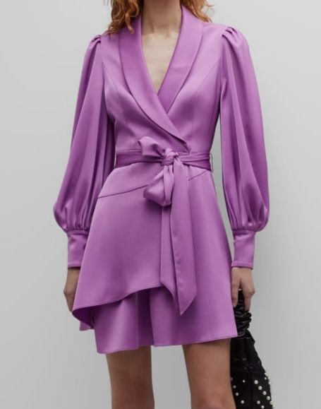 $331 Liv Foster Women’s Purple Blouson-Sleeve Shawl Collar Wrap Dress Size 4