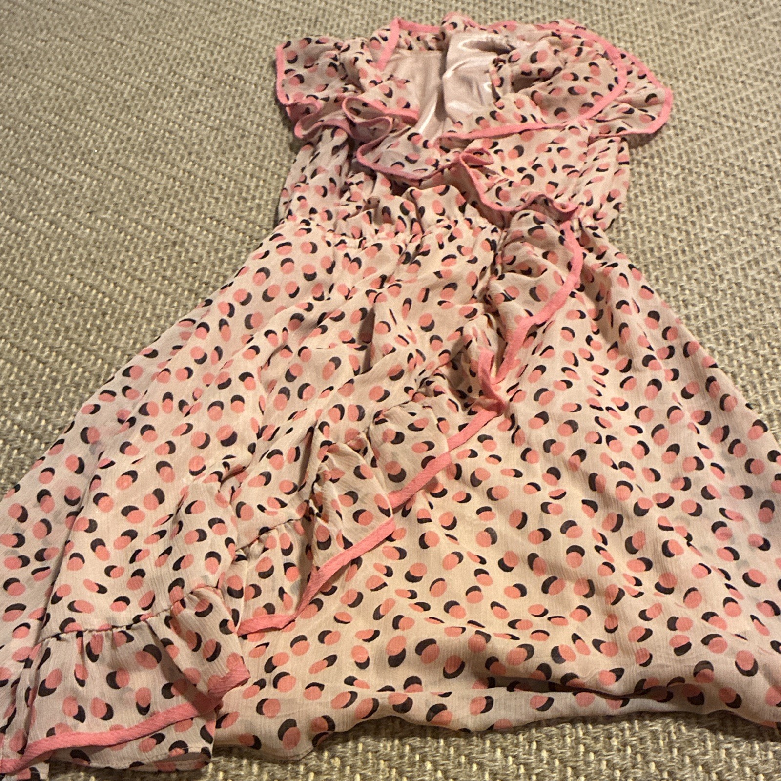H&M Dress Womens M Pink Smocked Puff Sleeve Square Neck Hi-Low Maxi Cotton