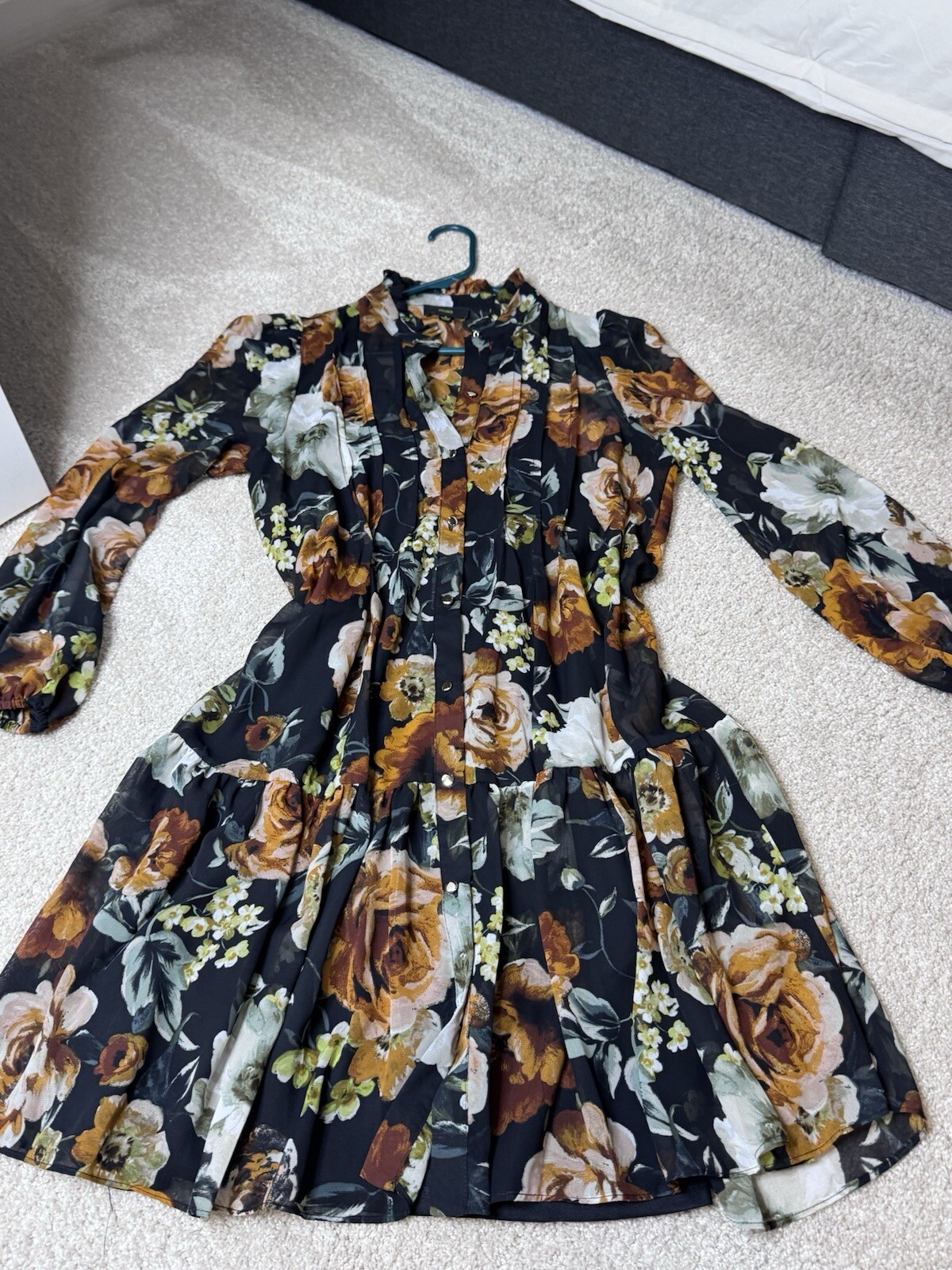 Maia Womens Multicolor Floral Long Sleeve Knee Length Fit & Flare Dress Size 8