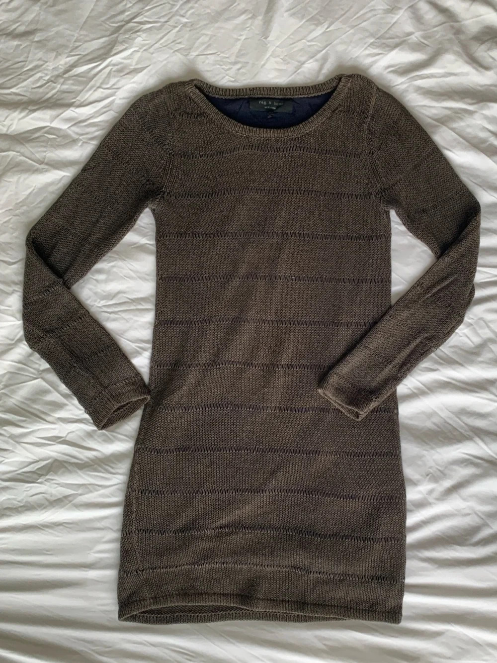 Pre-Loved, EUC, Rag & Bone Gold/Brown Knit Long Sleeve Dress Size XS