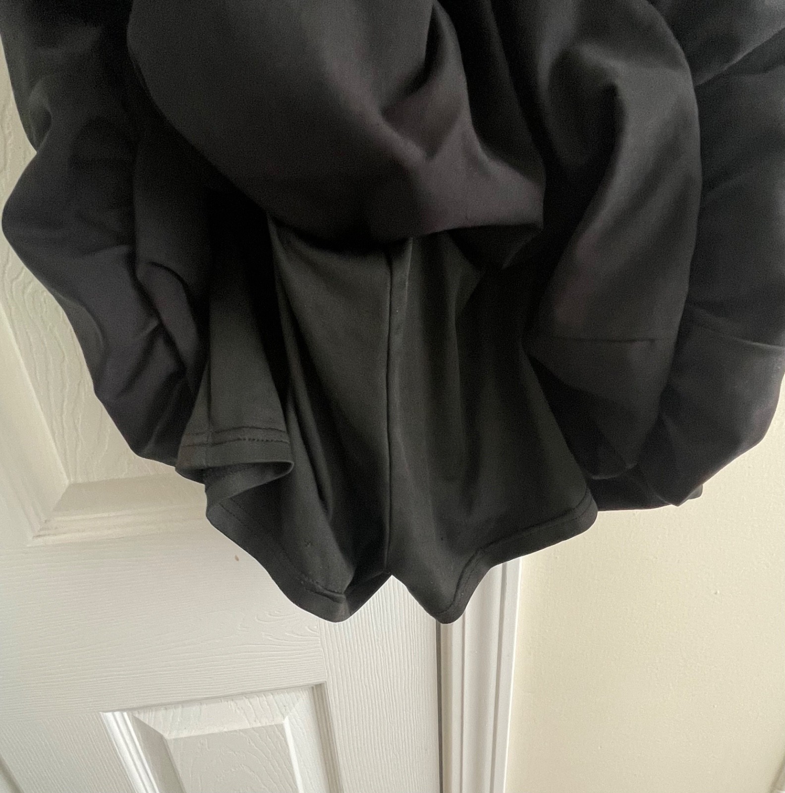 Black Ribbed Mock Neck Drop Waist Bubble Hem Mini Dress