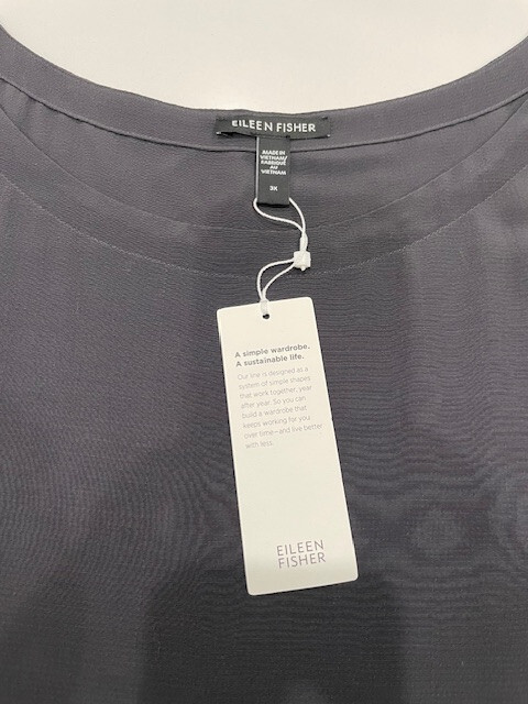 NWT! EILEEN FISHER $248 Size 3X ‘Graphite’ Gray Bateau Nk Dress Machine Wash!