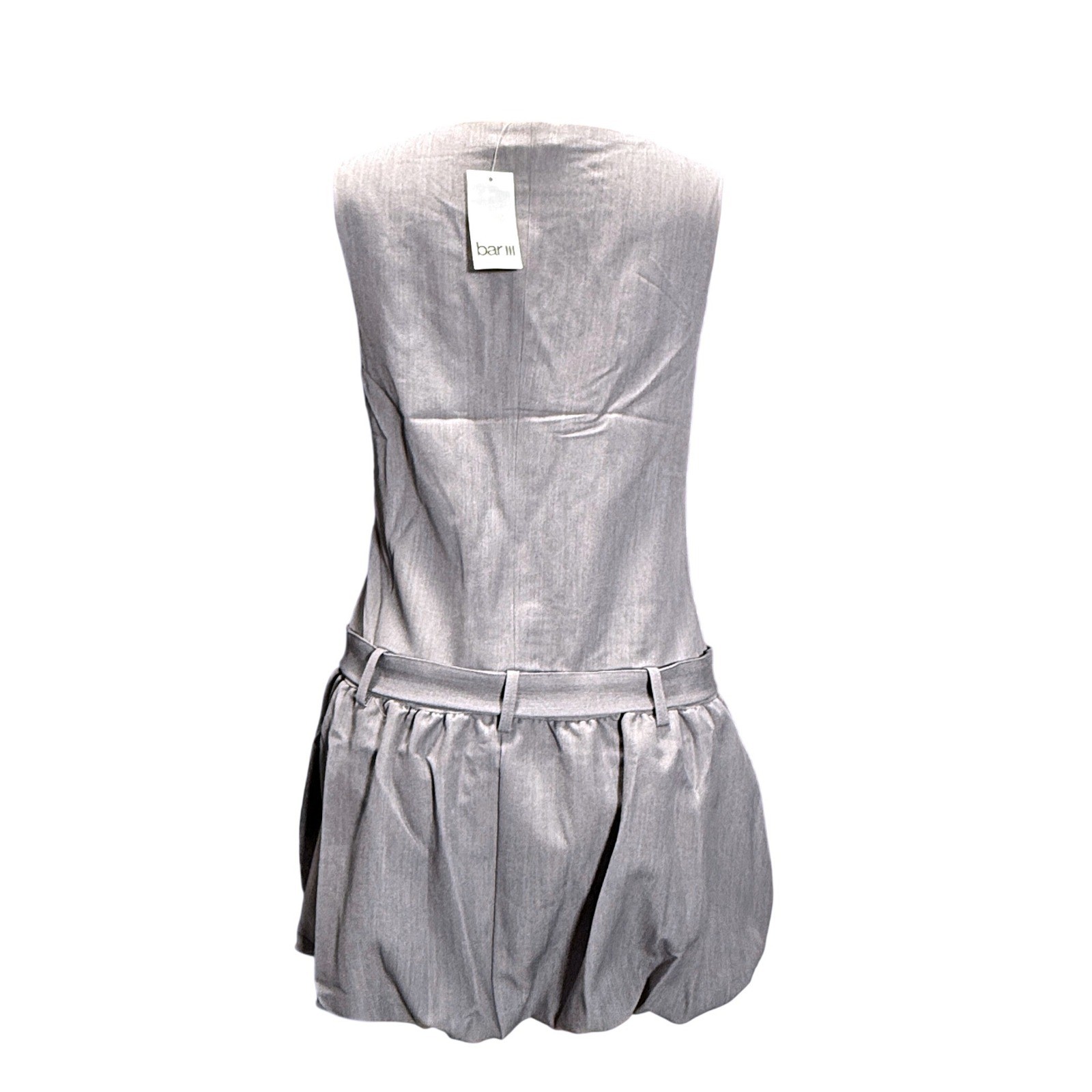 Bar lll Gray Sleeveless Drop Waist Bubble Hem Mini Dress with Belt Size Medium