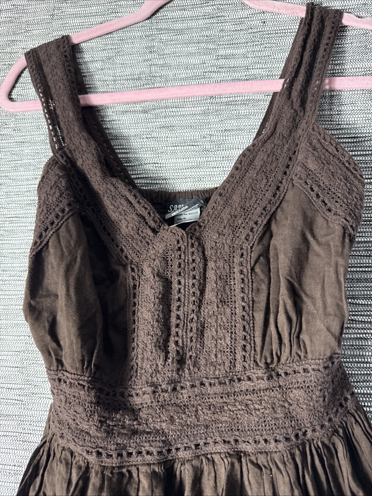 Sakkas Presta Roman Sleeveless Lined Tank Top Boho Dress, Brown, Small