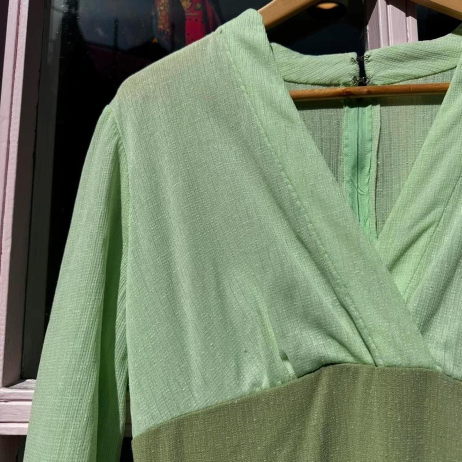 Vintage 70s Mint Green Maxi Dress