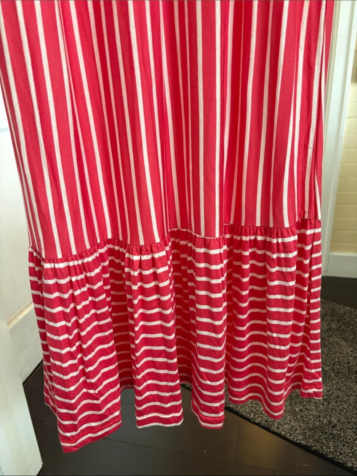 7th Ray Pink & White Striped Ruffle Sleeve Maxi Dress
