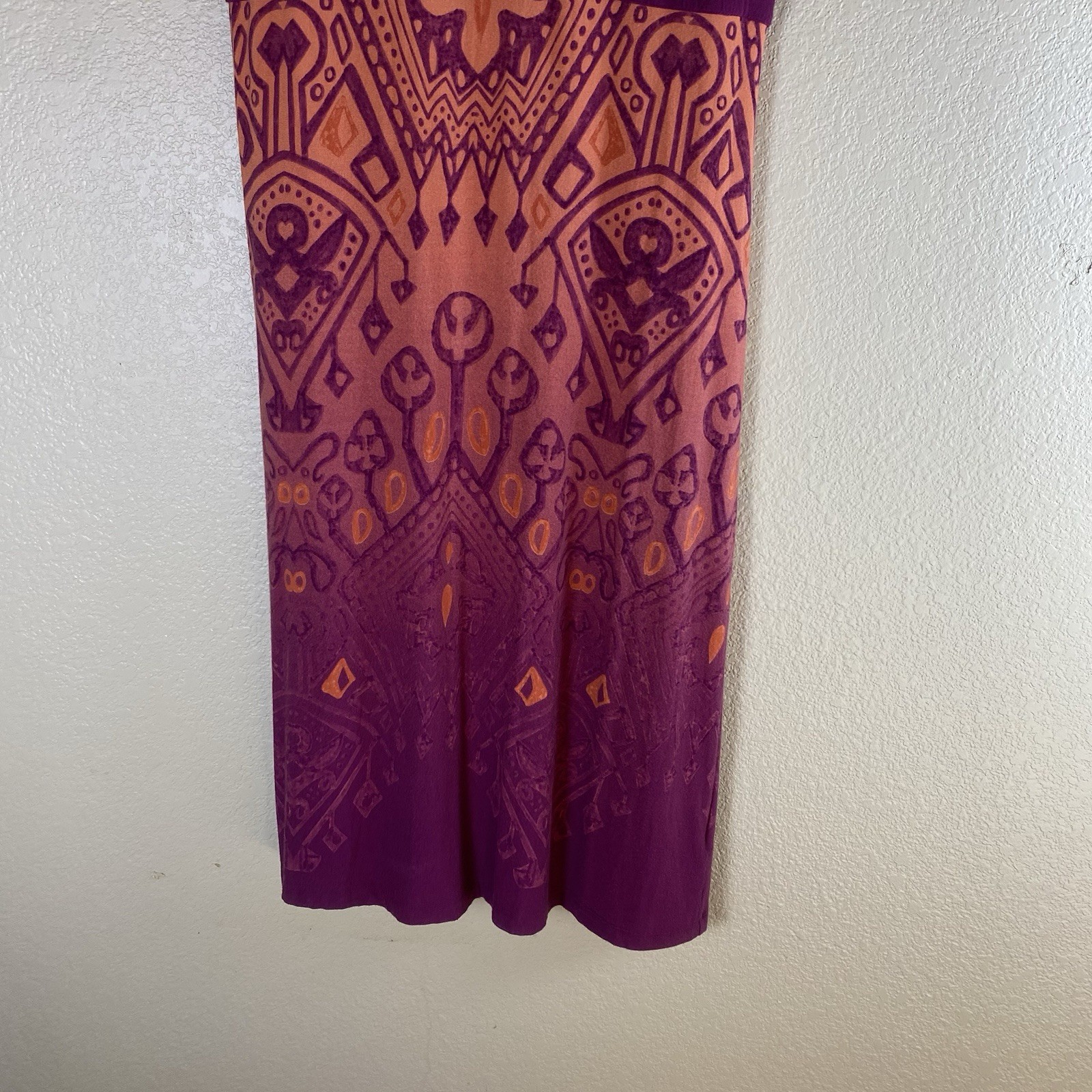 Athleta Orange and Purple Tribal Print Size Small Pullover Stretch Sun Dress