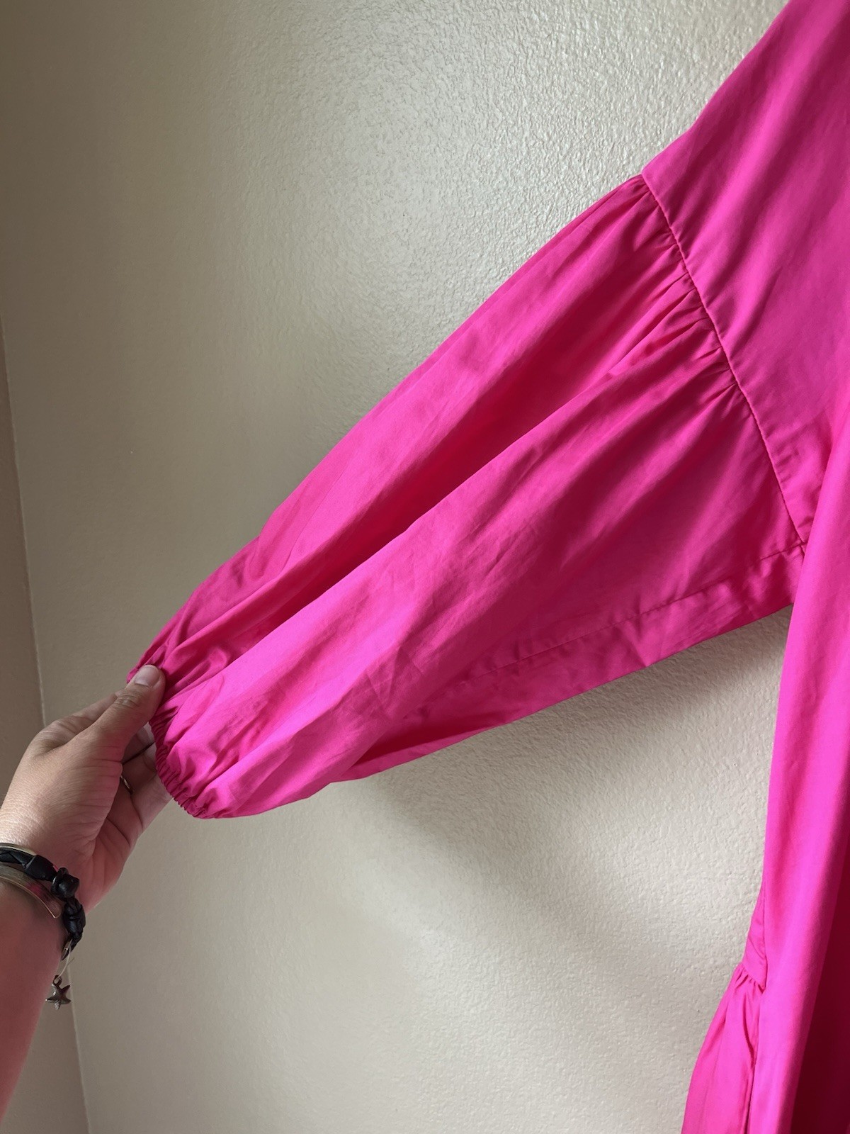 Devotion Twins Hot Pink Solid Azuritis Tunic Bubble Sleeve Asymmetrical Dress M