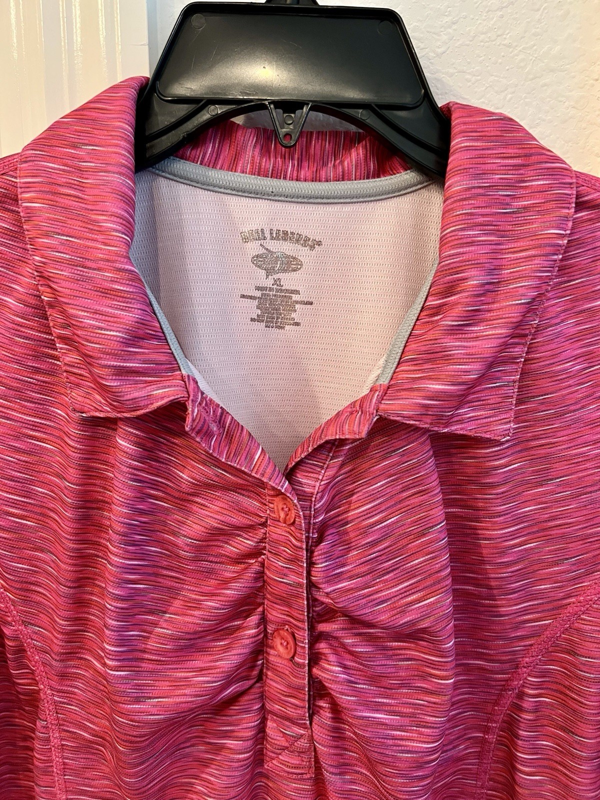 Reel Legends Keep It Cool 1/4 Button Up Short Sleeve Dress Pink Sz XL Fishing