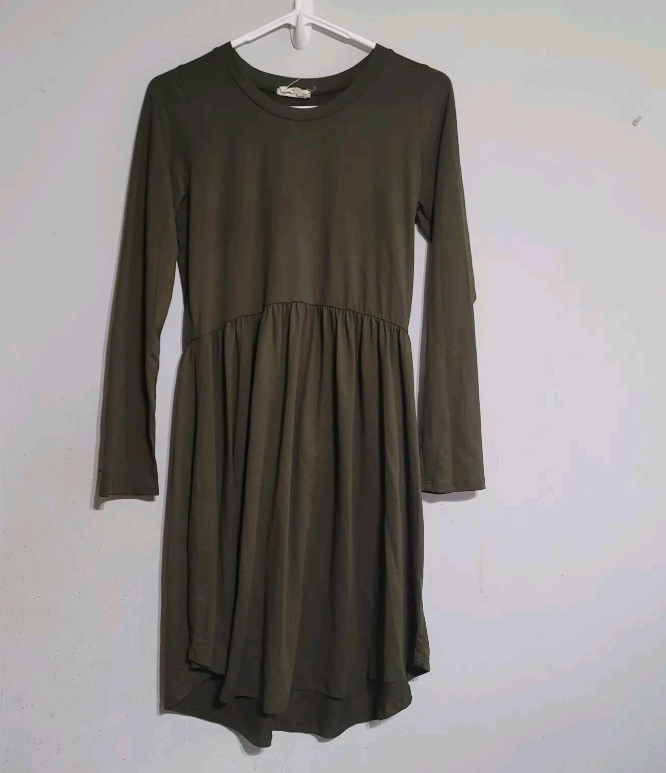 BETSEYS BOUTIQUE Knit Dress Sz Small Olive Green Boho Western Teacher School