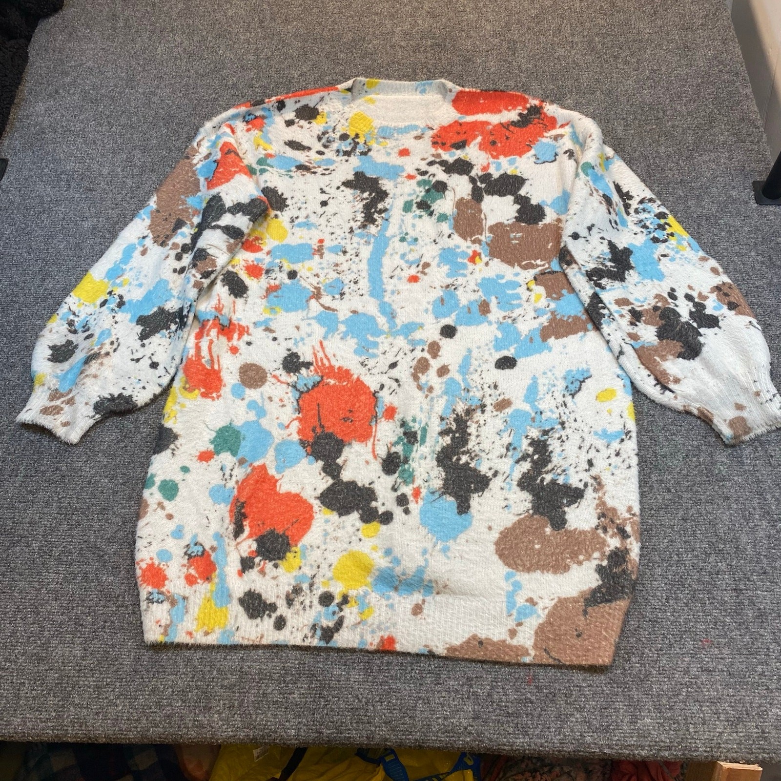 Paint Splatter Sweater Dress Womens Oversized XL Wool Cotton Blend Maternity