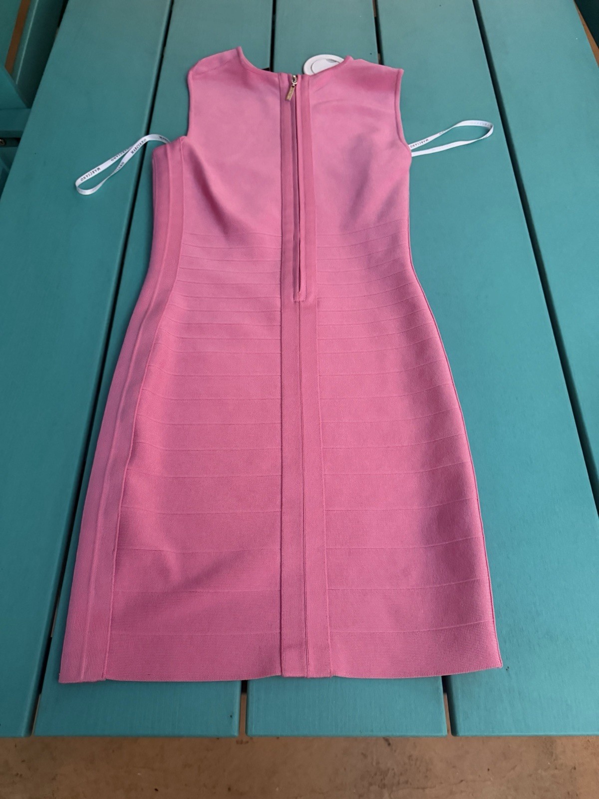 Marciano Guess Pink Bodycon Knit Rayon Dress Sleeveless Round Neck Zip Size S