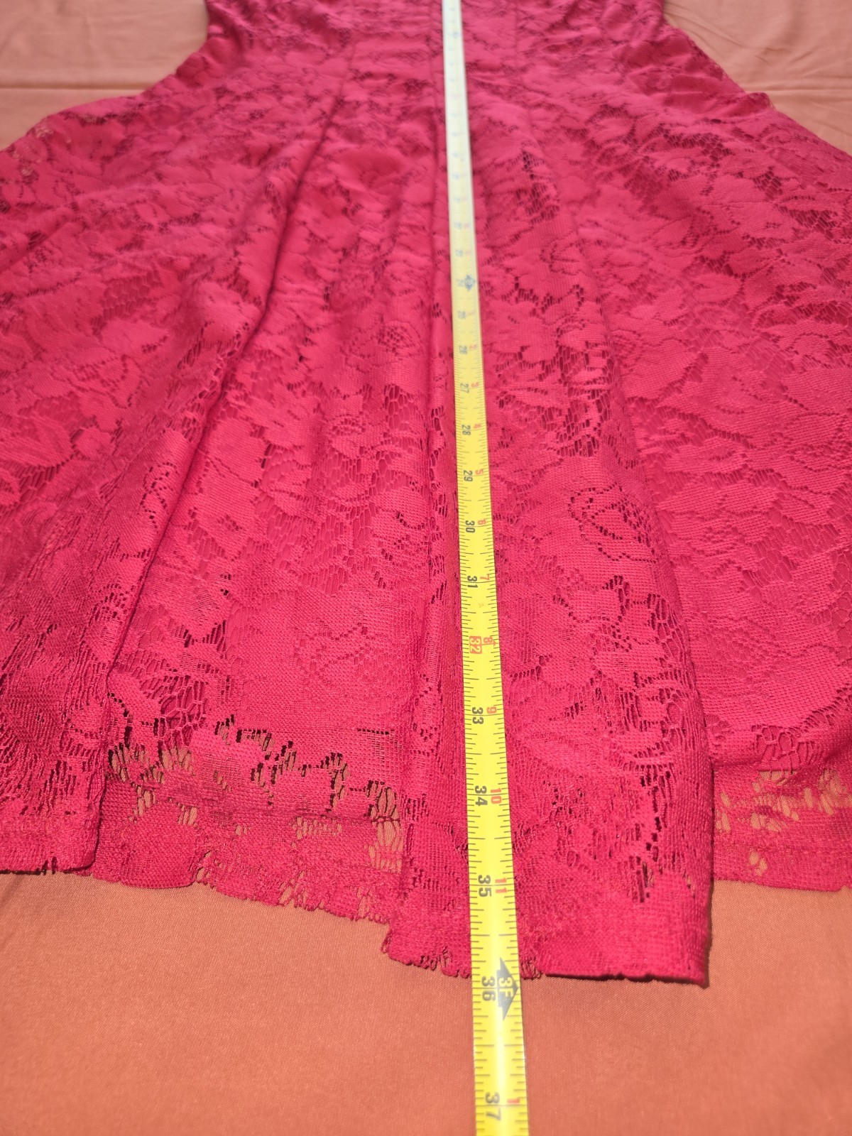 Roz&Ali Red Lace Sleeveless A-Line Floral Dance