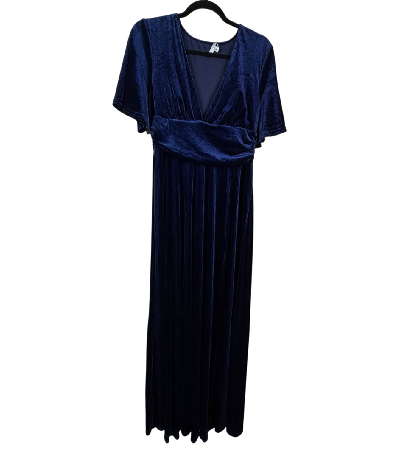 Baltic Born Women’s Berenice Dress Blue Sz Velvet Deep V Neck Maxi Cocktail