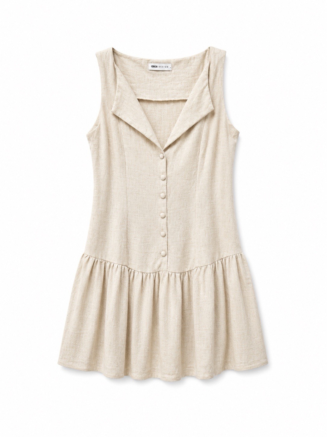 ASOS Beige Sleeveless Mini Dress with Button Front