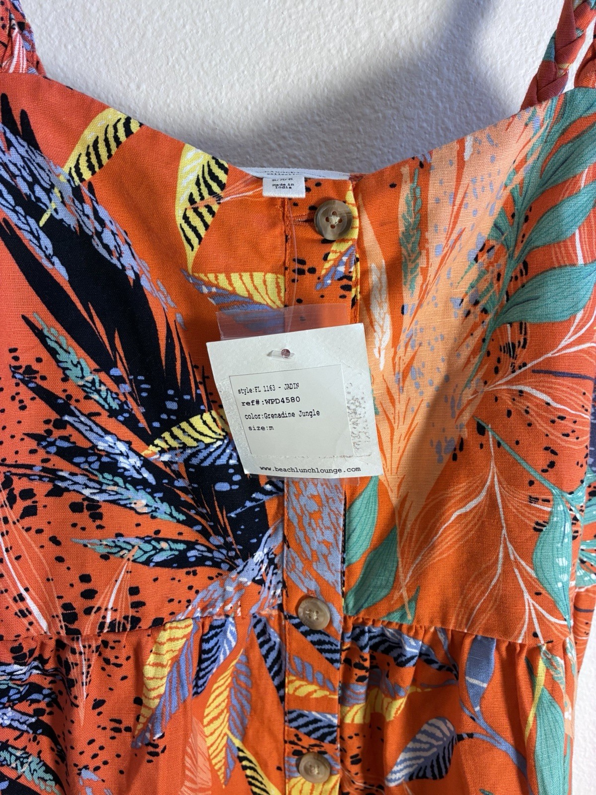Beach Lunch Lounge Orange Sleeveless Dress Tropical Beach Summer Linen Cotton M