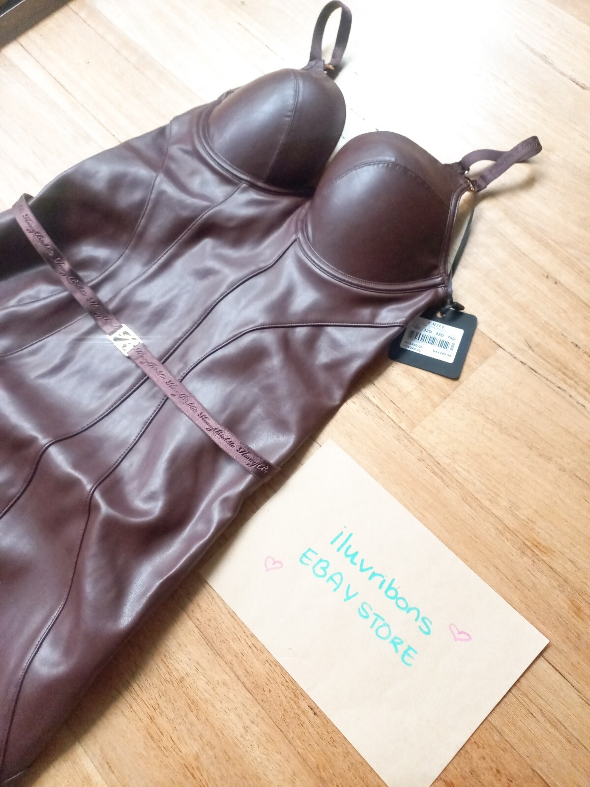 💗HONEY BIRDETTE EMILY 10C BROWN MAHOGANY VEGAN LEATHER LEATHERETTE DRESS 32C 💗