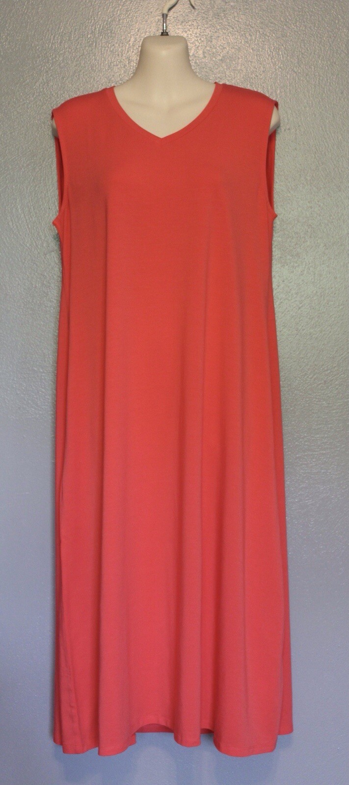 NWT Eileen Fisher Watermelon Tencel Jersey Stretch Shift Dress Small Sleeveless