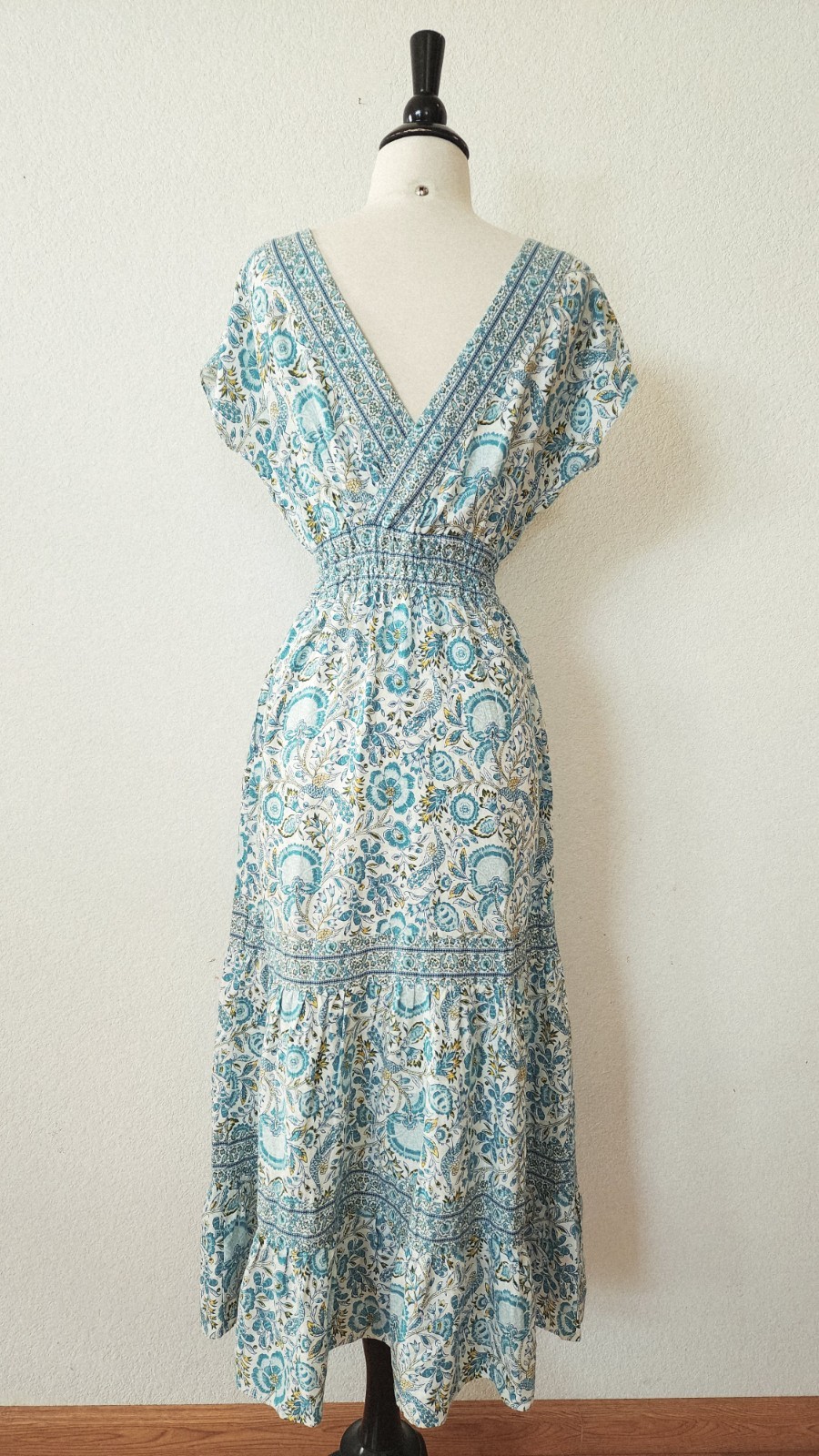 New Anthro Midi Dress Size Medium Floral Linen Blend Coquette Garden Pockets