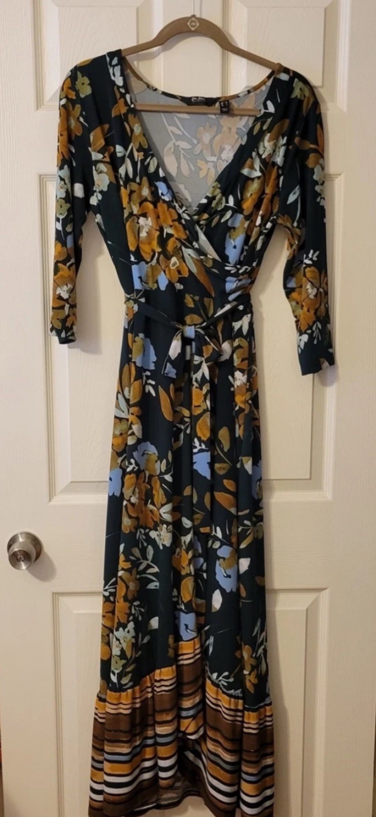 Du Jour Faux Wrap Maxi Dress -Dark Green – Med-A342305