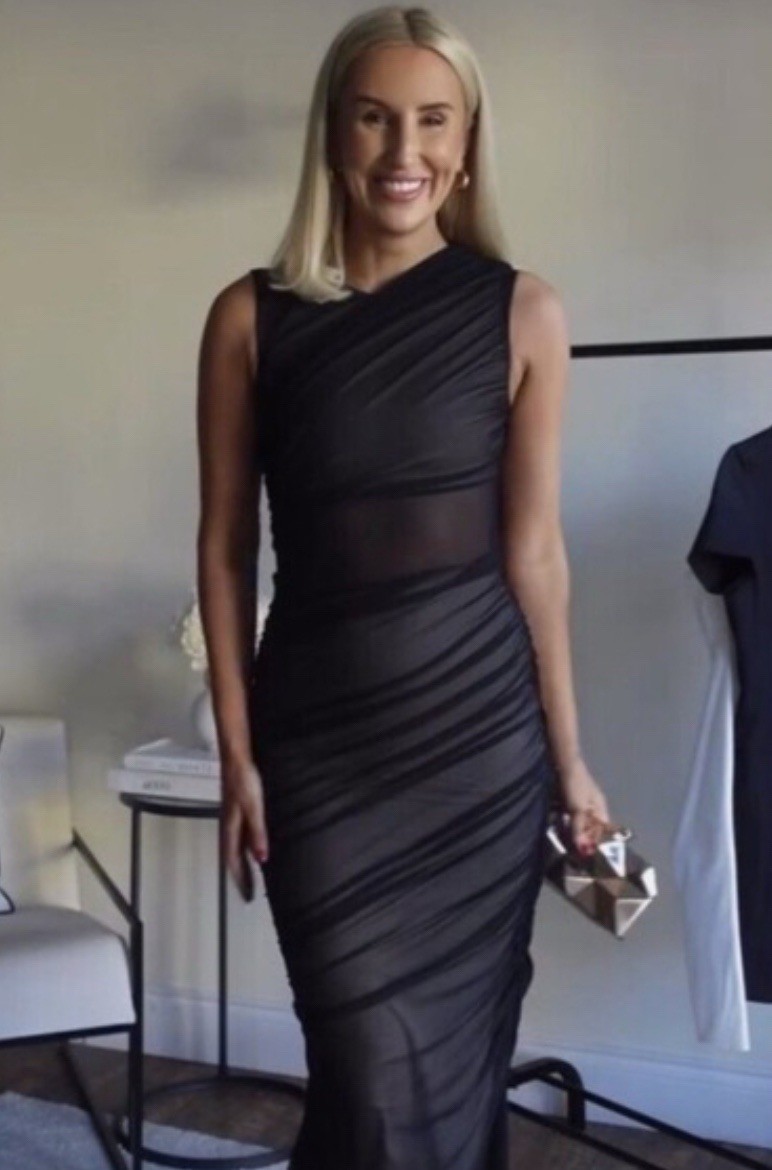 BNWT ZARA CONTRAST TULLE DRESS WOMEN DRAPED BODYCON MIDI MESH GOWN BLACK XS 8
