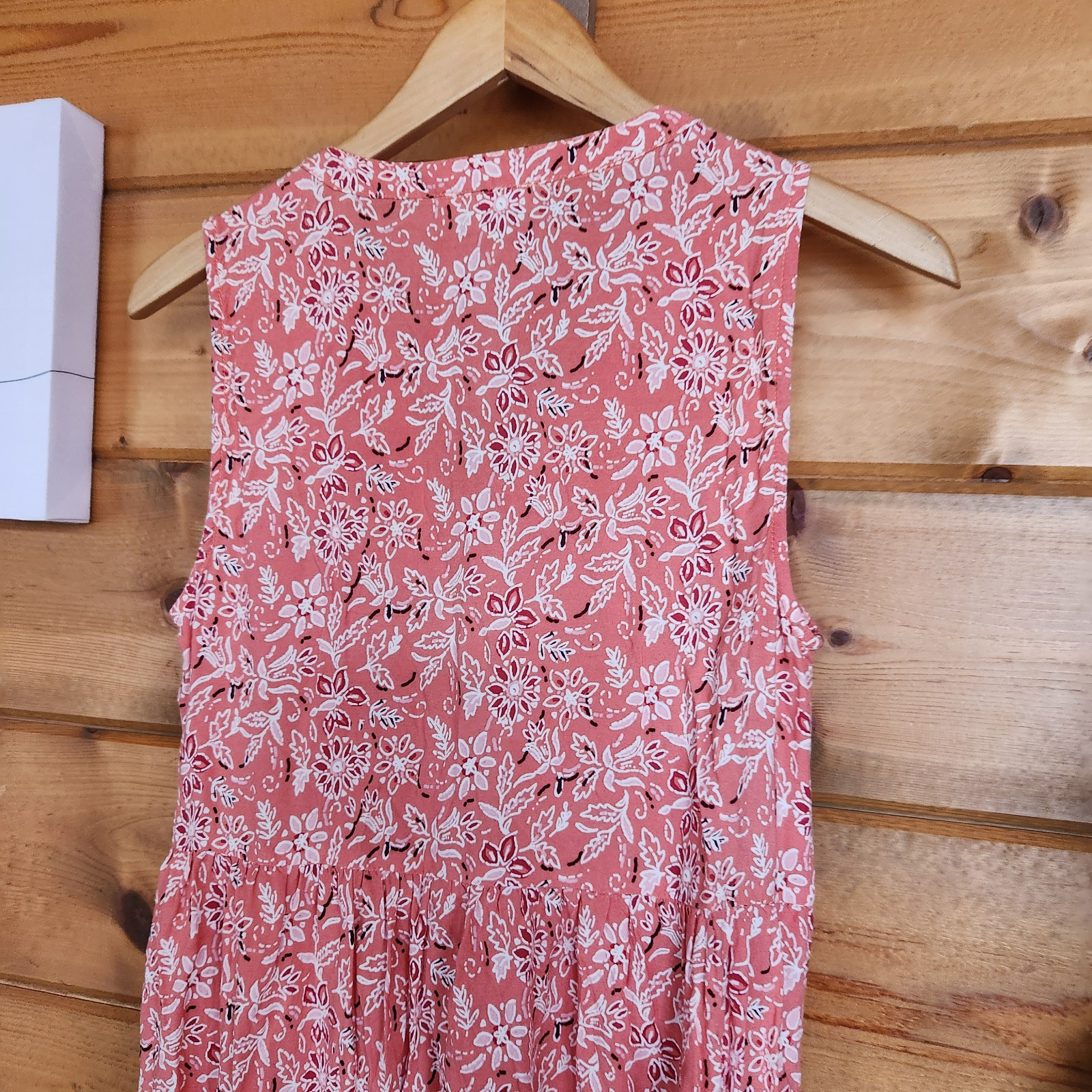 Beach Lunch Lounge Maxi Dress Sleeveless Floral Damask Boho Pleated Tassle Sz XS